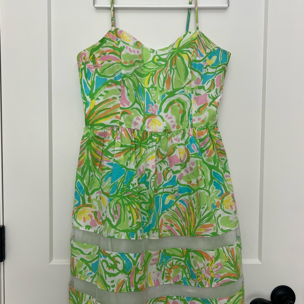 Lilly Pulitzer Green and Blue Spaghetti Strap Sundress